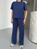 Kadın Osy Modal Yumuşak Dokulu Kumaş Kısa Kollu Bluz Rahat Pantolon ikili Takım- Lacivert Somersan Giyim | Kadın, Erkek ve Çocuk Moda