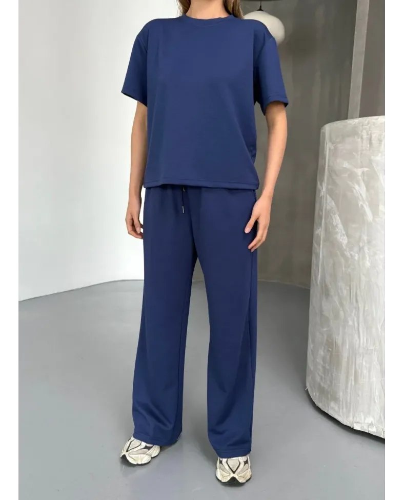 Kadın Osy Modal Yumuşak Dokulu Kumaş Kısa Kollu Bluz Rahat Pantolon ikili Takım- Lacivert Somersan Giyim | Kadın, Erkek ve Çocuk Moda