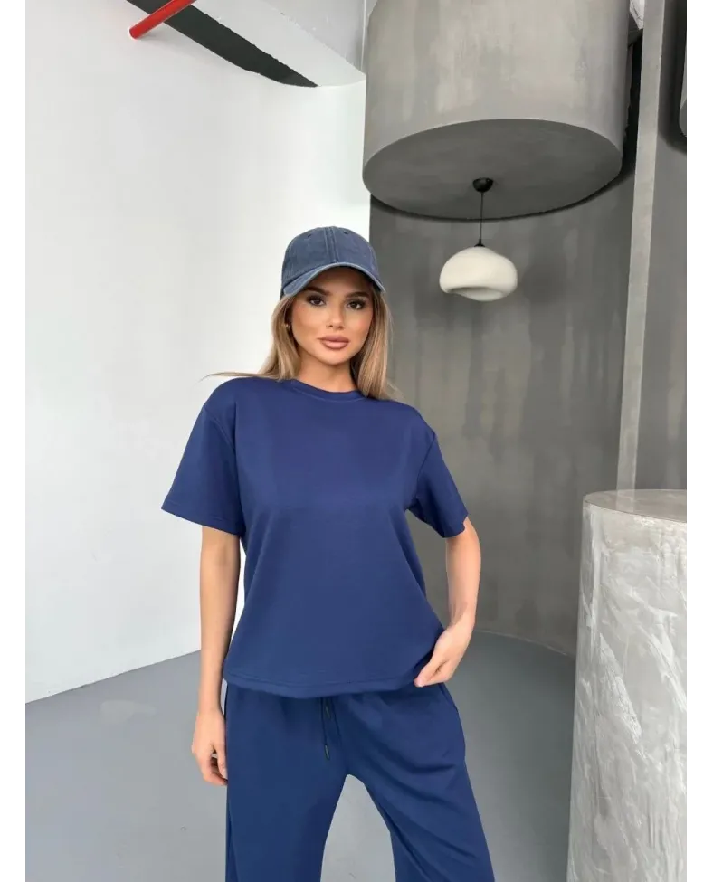 Kadın Osy Modal Yumuşak Dokulu Kumaş Kısa Kollu Bluz Rahat Pantolon ikili Takım- Lacivert Somersan Giyim | Kadın, Erkek ve Çocuk Moda