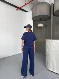 Kadın Osy Modal Yumuşak Dokulu Kumaş Kısa Kollu Bluz Rahat Pantolon ikili Takım- Lacivert Somersan Giyim | Kadın, Erkek ve Çocuk Moda