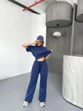 Kadın Osy Modal Yumuşak Dokulu Kumaş Kısa Kollu Bluz Rahat Pantolon ikili Takım- Lacivert Somersan Giyim | Kadın, Erkek ve Çocuk Moda