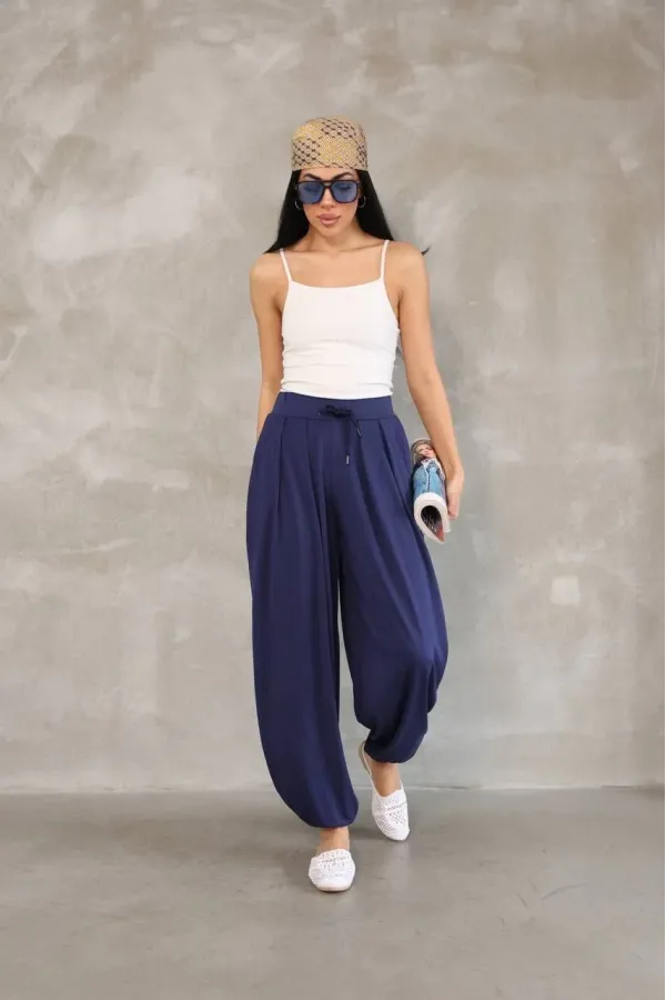 Osy Modal Yumuşak Dokulu Şalvar Pantalon - Lacivert