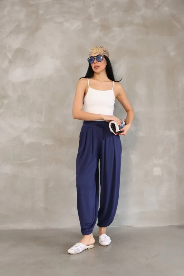 Osy Modal Yumuşak Dokulu Şalvar Pantalon - Lacivert