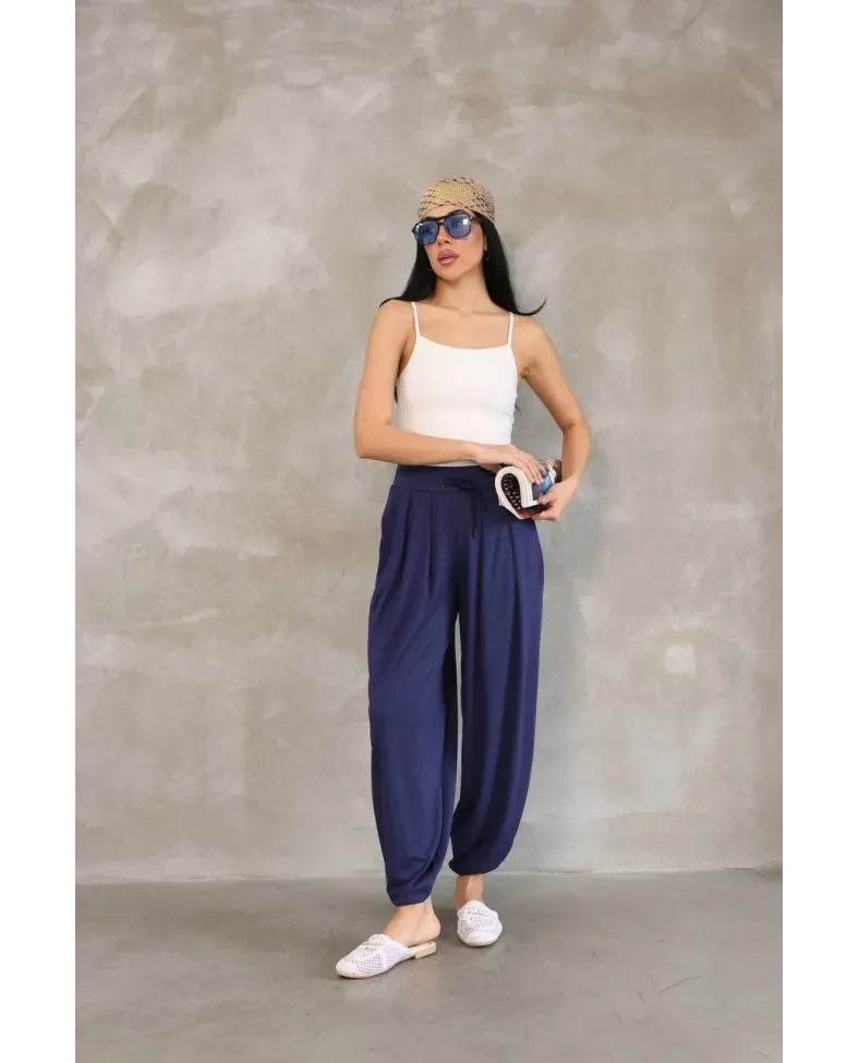 Osy Modal Yumuşak Dokulu Şalvar Pantalon - Lacivert