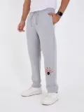 Erkek Üç İplik Baskılı Eşofman Pantolon - Gri