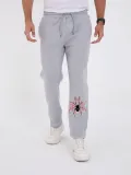 Erkek Üç İplik Baskılı Eşofman Pantolon - Gri