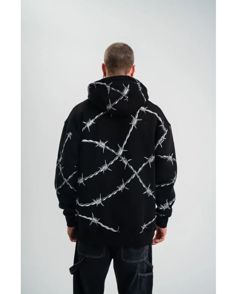 ERKEK Kapşonlu Varak ve Pano Baskılı SweatShirt- Siyah