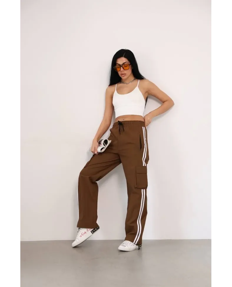 Praşut Kargo Çeplı Baggy Esofman - Kahve