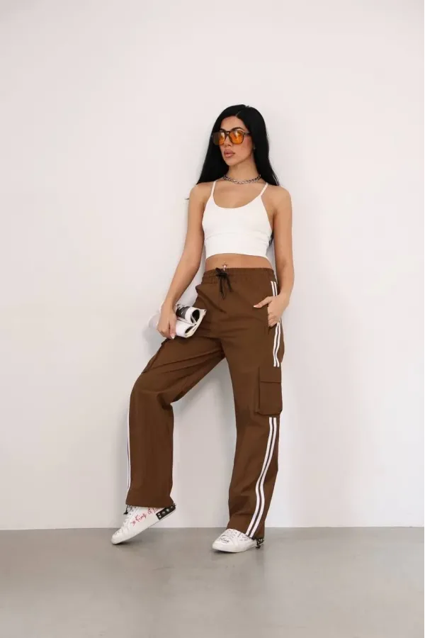 Praşut Kargo Çeplı Baggy Esofman - Kahve