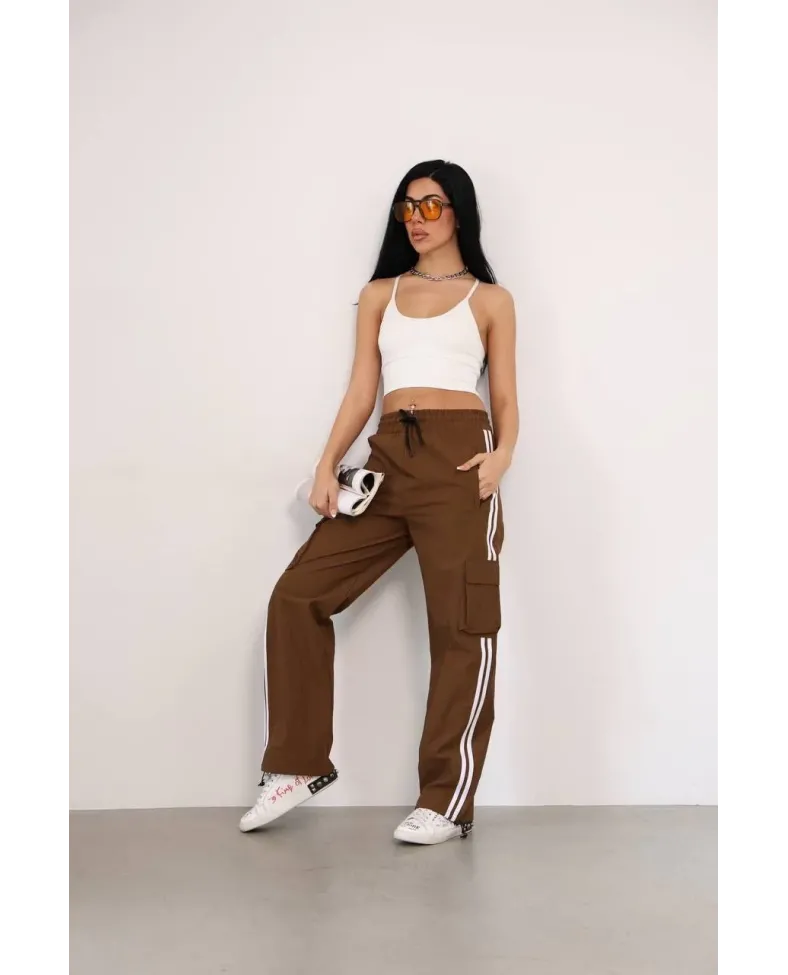 Praşut Kargo Çeplı Baggy Esofman - Kahve