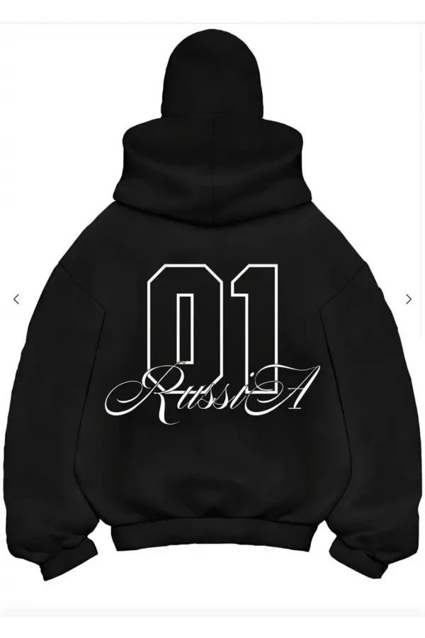 Samuray Ninja Çift Kapşonlu ZIP Fermuarlı Kanguru Çepli Tam Fermuarlı ön Arka - Siyah