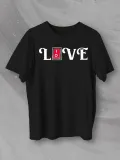 Sevgililer Günü İçin Özel Tasarım Love Baskılı T-shirt - Siyah