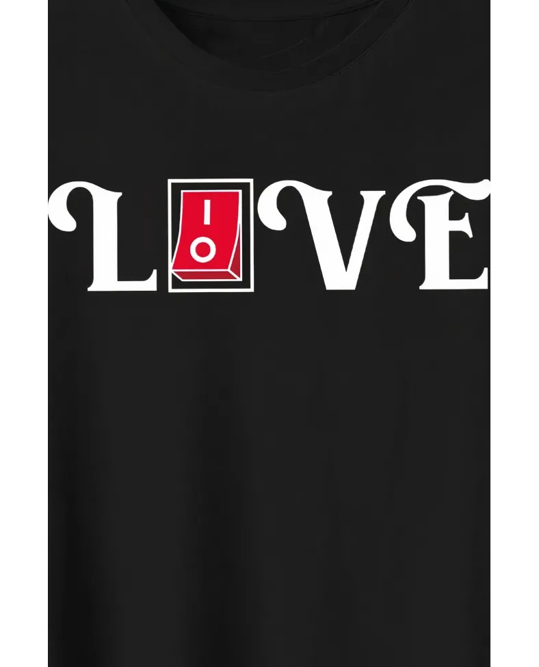 Sevgililer Günü İçin Özel Tasarım Love Baskılı T-shirt - Siyah