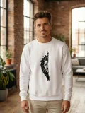 Oversize Bisiklet Yaka Sevgililer Günü Baskılı Sweatshirt - Beyaz