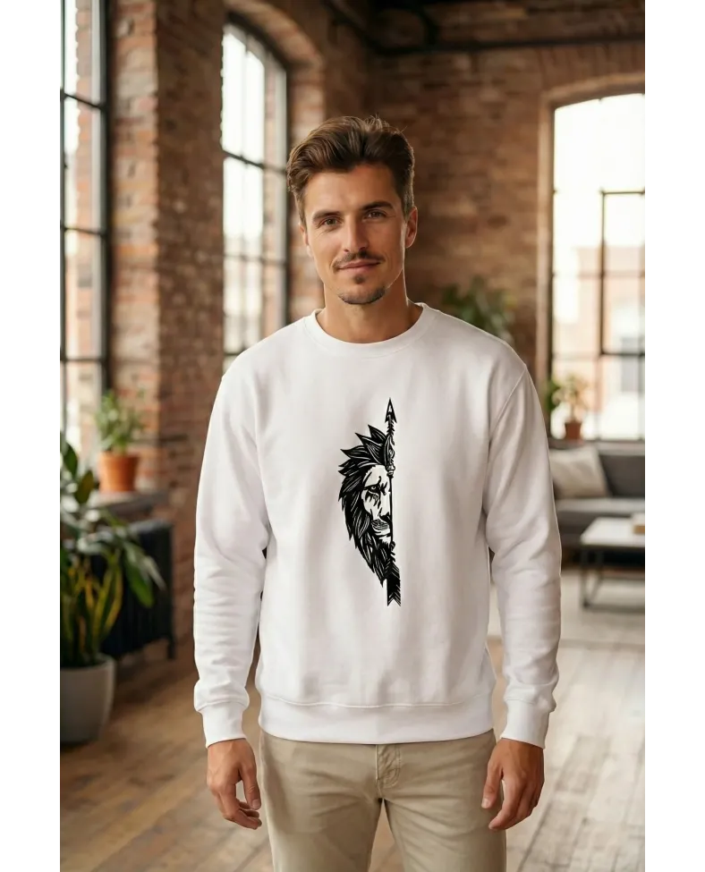 Oversize Bisiklet Yaka Sevgililer Günü Baskılı Sweatshirt - Beyaz