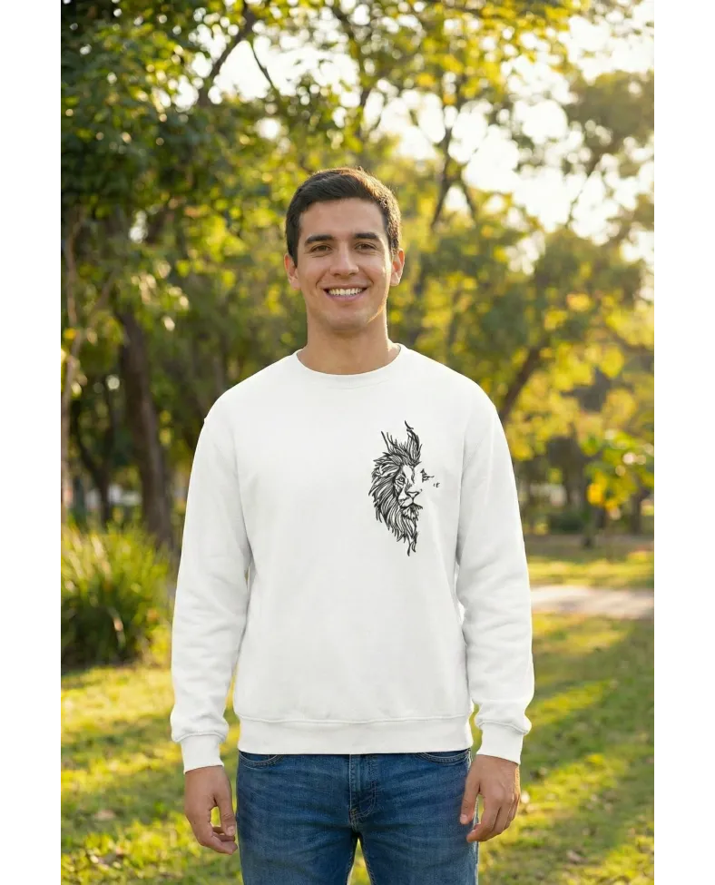 Sevgililer Günü Baskılı Oversize Bisiklet Yaka Sweatshirt - Beyaz