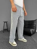 Su Yolu Çizgili Cepli Pantalon Yazlık - Gri