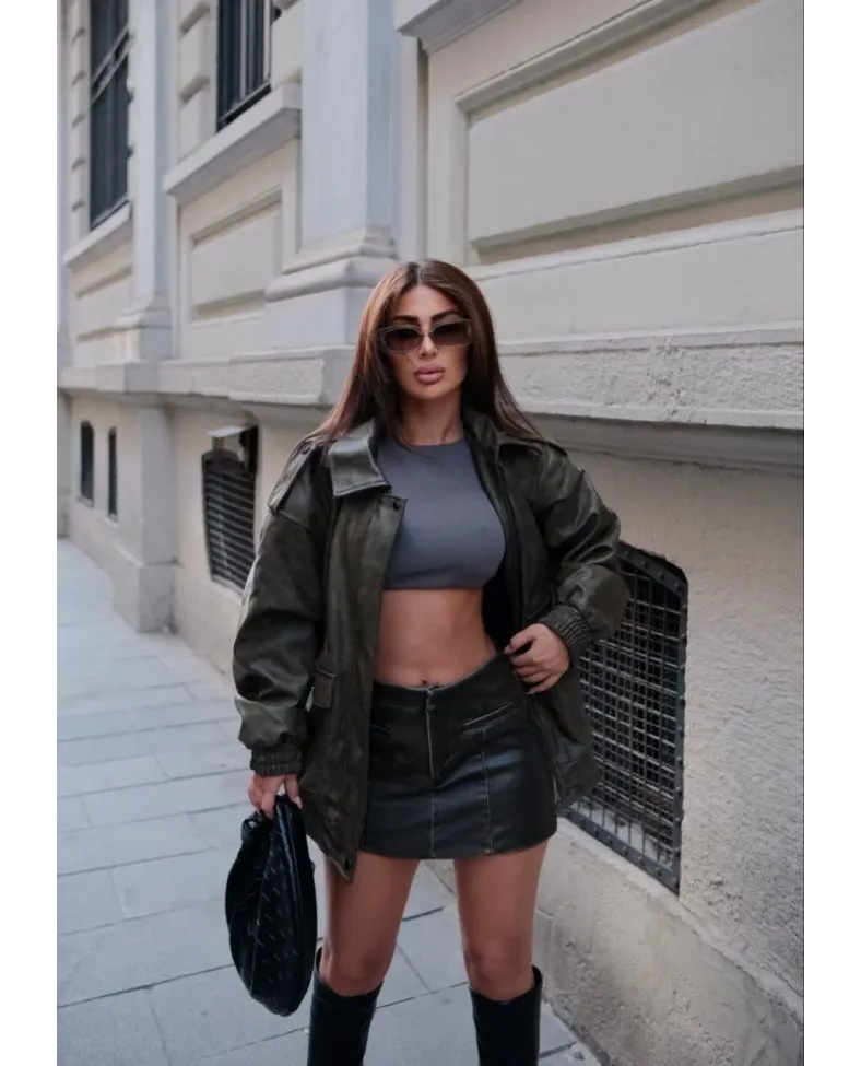 Suni Deri Pilot Ceket