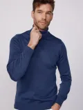 Erkek Tam Boğazlı Balıkçı Yaka Kazak Uzun Kol Düz Dokuma Triko - İndigo Somersan Giyim | Kadın, Erkek ve Çocuk Moda