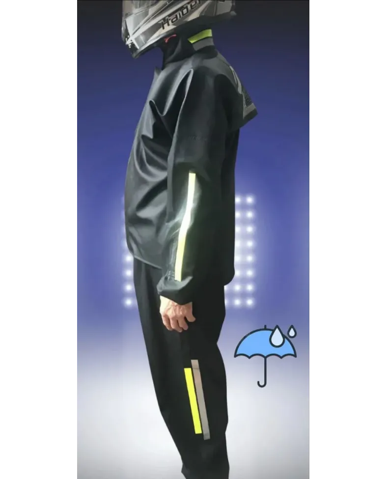 Tam Kalıp Motorcu Kurye Su Gecirmez Yağmurluk Takım - Siyah