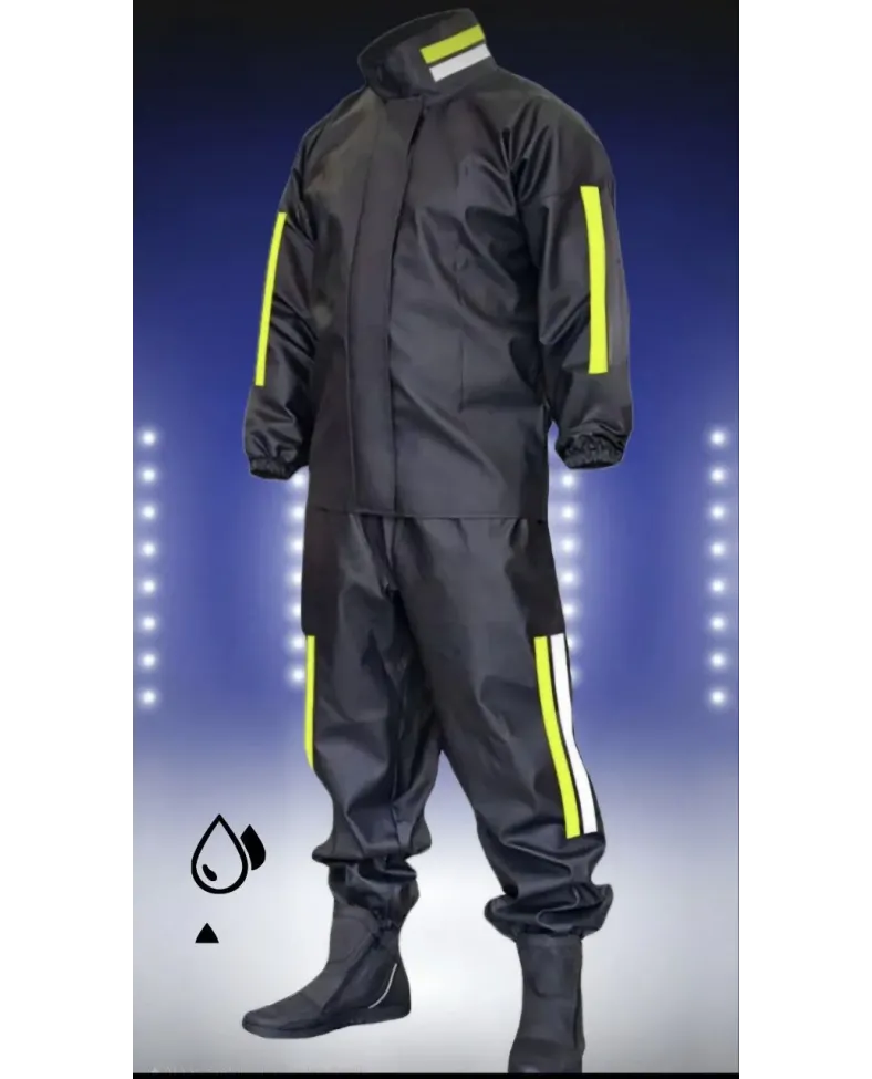 Tam Kalıp Motorcu Kurye Su Gecirmez Yağmurluk Takım - Siyah