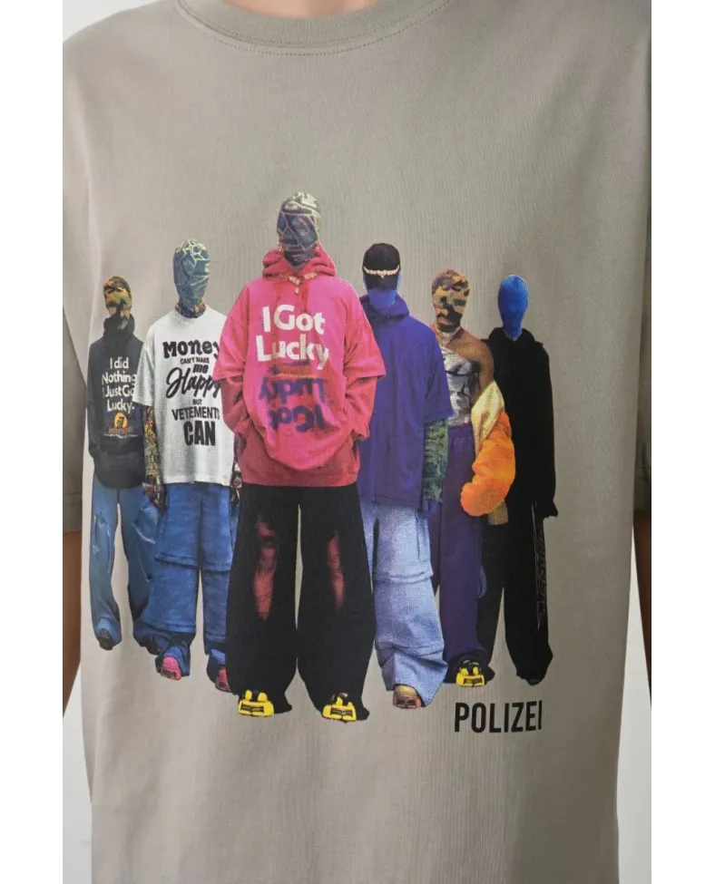 Erkek Baskılı T-Shirt Kısa Kol Bisiklet Yaka Rahat Kalıp Tişört  - Boyalı Gri