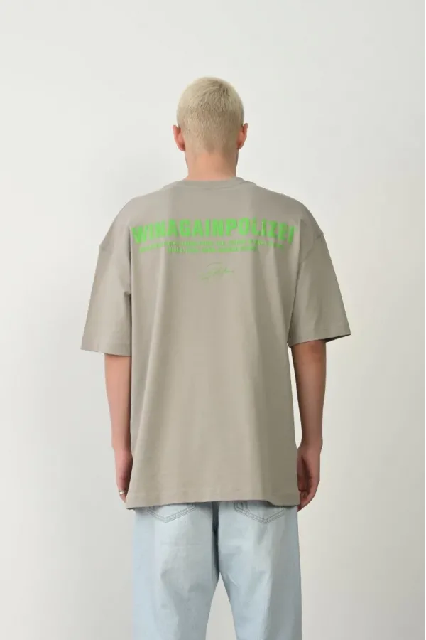 Erkek Baskılı T-Shirt Kısa Kol Bisiklet Yaka Rahat Kalıp Tişört  - Boyalı Gri