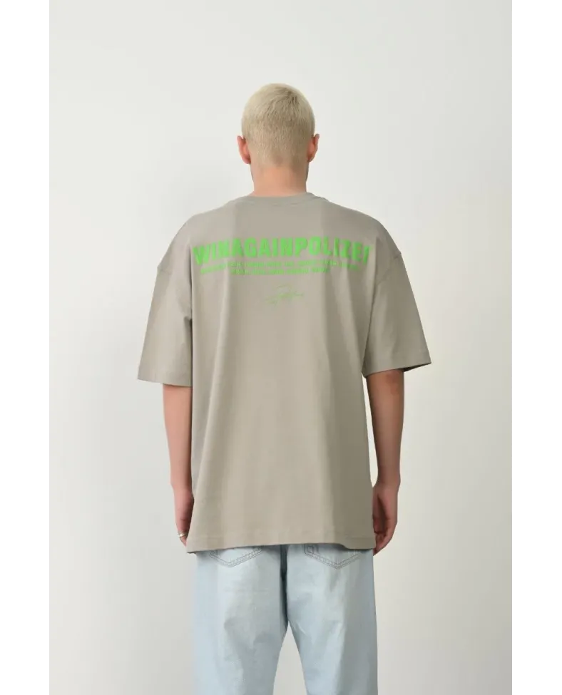 Erkek Baskılı T-Shirt Kısa Kol Bisiklet Yaka Rahat Kalıp Tişört  - Boyalı Gri