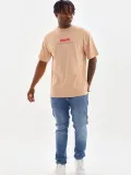 ERKEK Baskılı Oversize T-Shirt - Bej