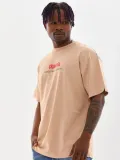 ERKEK Baskılı Oversize T-Shirt - Bej