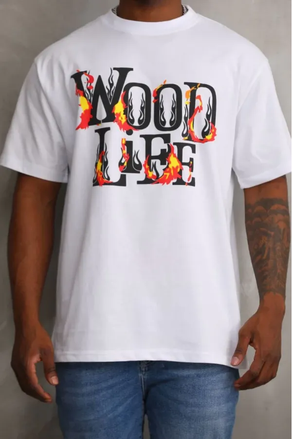 ERKEK Baskılı Oversize T-Shirt - Beyaz