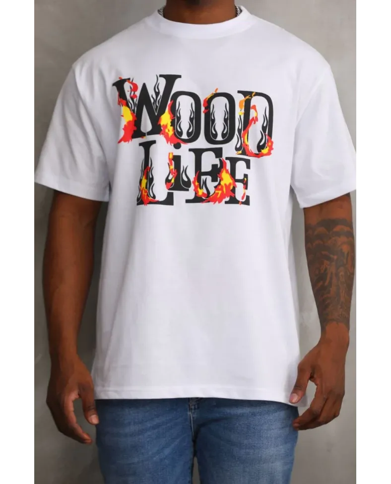 ERKEK Baskılı Oversize T-Shirt - Beyaz