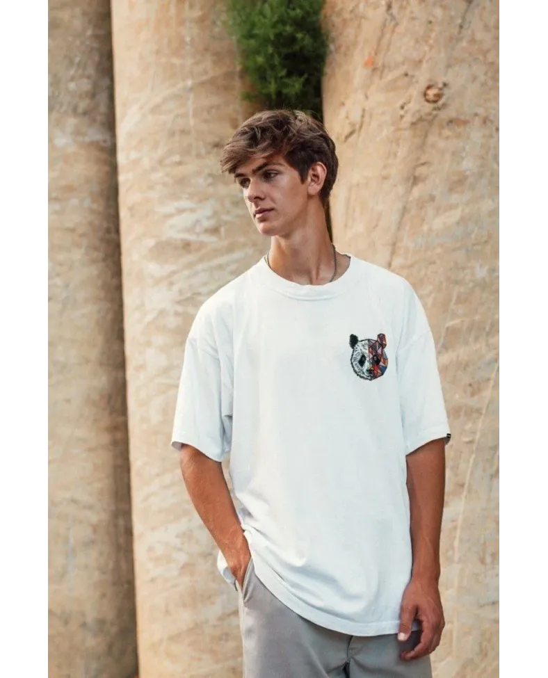 ERKEK Baskılı Oversize T-Shirt - Beyaz