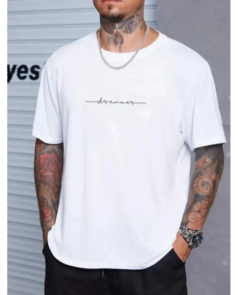 ERKEK Baskılı Oversize T-Shirt - Beyaz