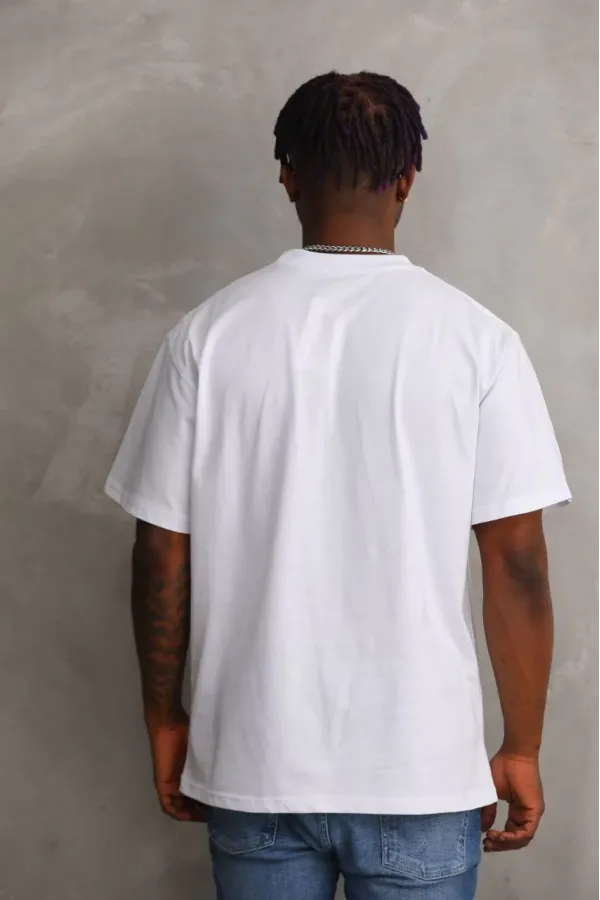 ERKEK Baskılı Oversize T-Shirt - Beyaz
