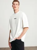 ERKEK Baskılı Oversize T-Shirt - Beyaz