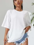 Kadın Baskılı Oversize T-Shirt - Beyaz