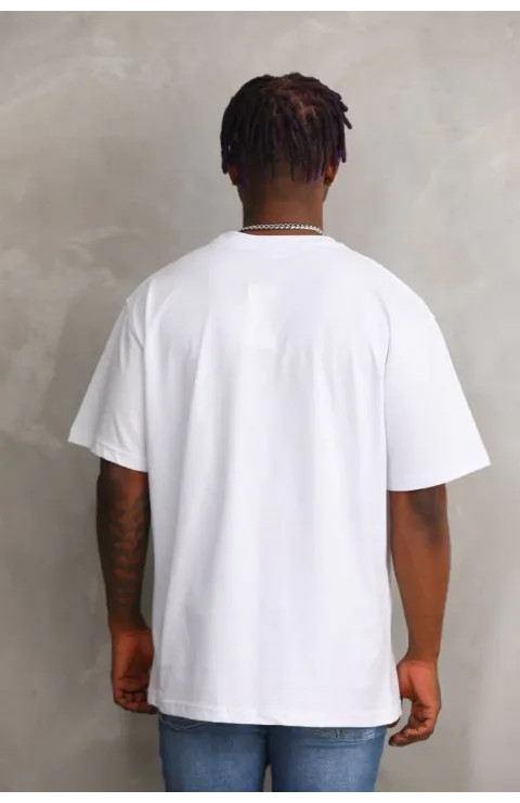 Erkek Baskılı T-Shirt Kısa Kol Bisiklet Yaka Rahat Kalıp Tişört  - Beyaz