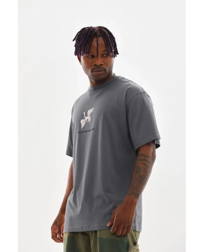 ERKEK Baskılı Oversize T-Shirt - Füme