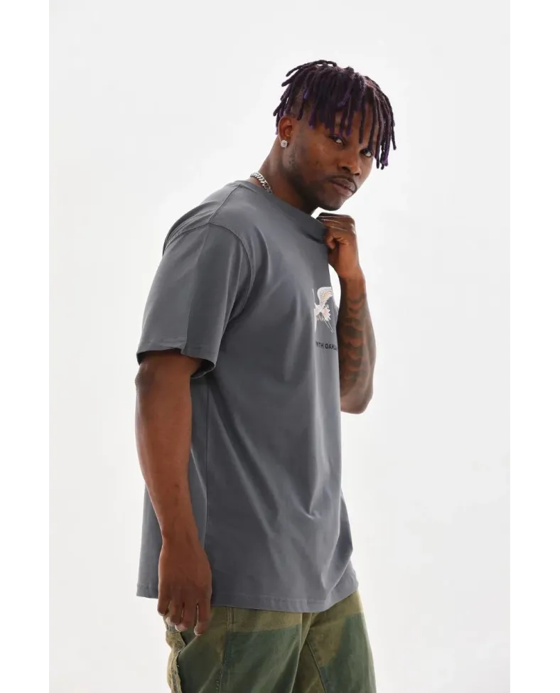 ERKEK Baskılı Oversize T-Shirt - Füme