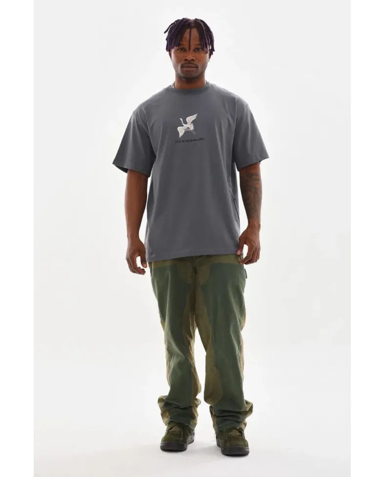 ERKEK Baskılı Oversize T-Shirt - Füme