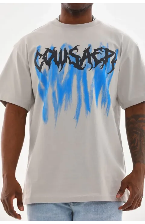 Erkek Baskılı T-Shirt Kısa Kol Bisiklet Yaka Rahat Kalıp Tişört  - Gri