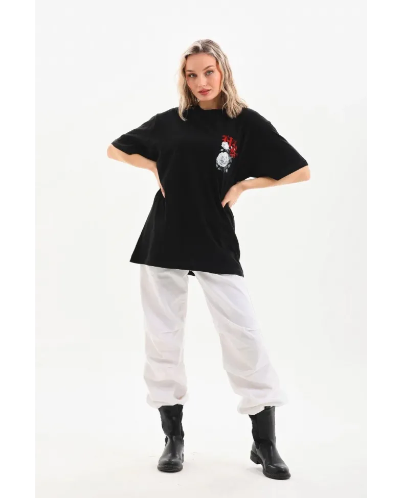 Kadın Baskılı Oversize - Siyah