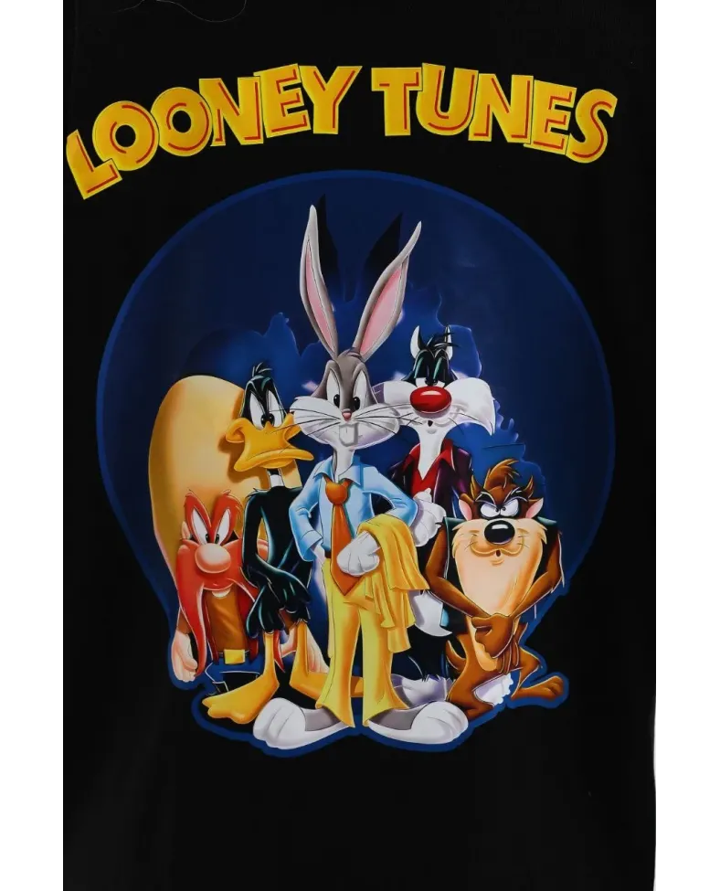 Kadın  Baskılı Oversize T-Shirt - Siyah