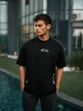 ERKEK Baskılı Oversize T-Shirt - Siyah