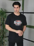 ERKEK Baskılı Oversize T-Shirt - Siyah