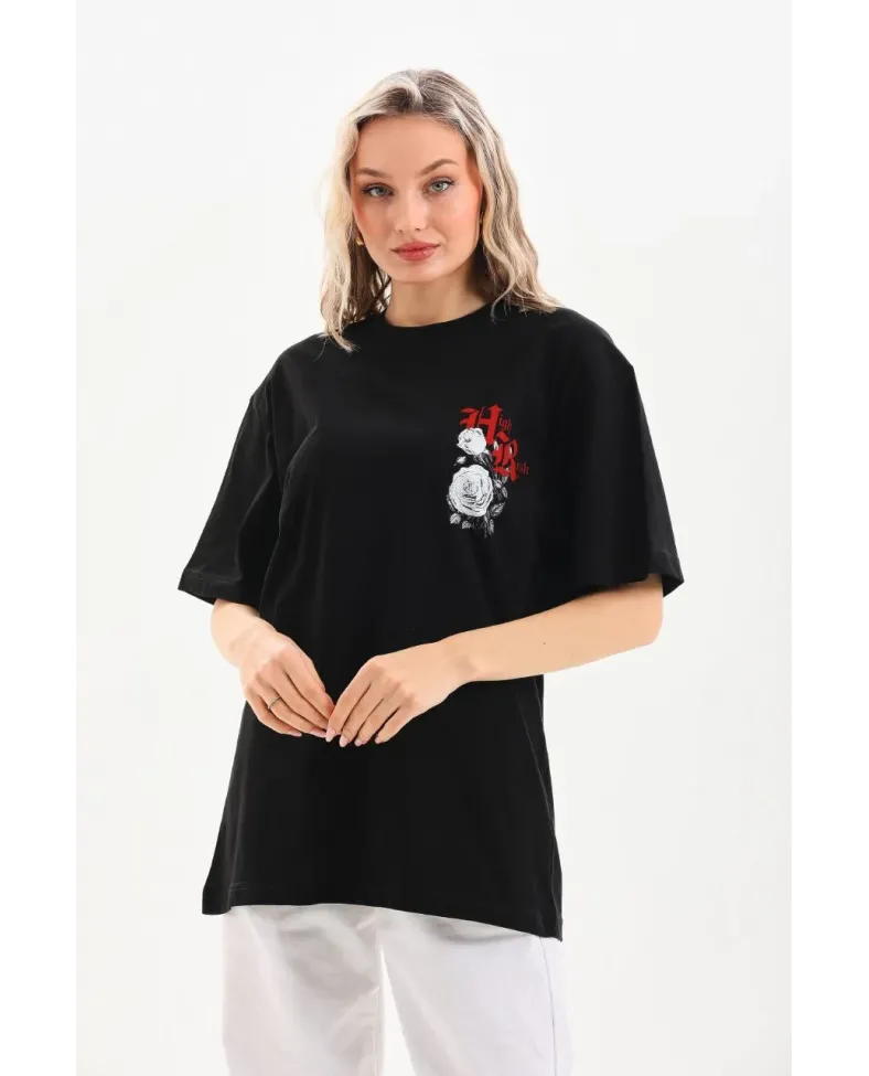 Kadın Baskılı Oversize - Siyah