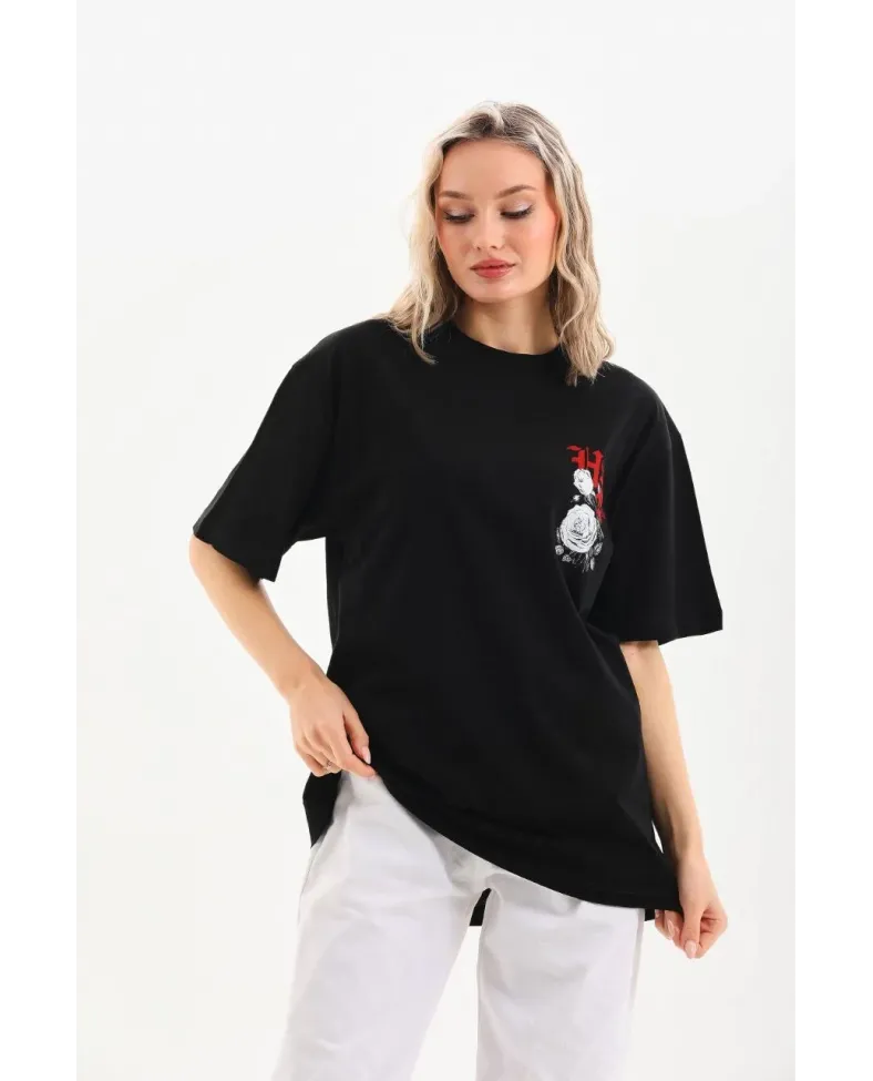 Kadın Baskılı Oversize - Siyah
