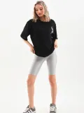 Kadın  Baskılı Oversize T-Shirt - Siyah