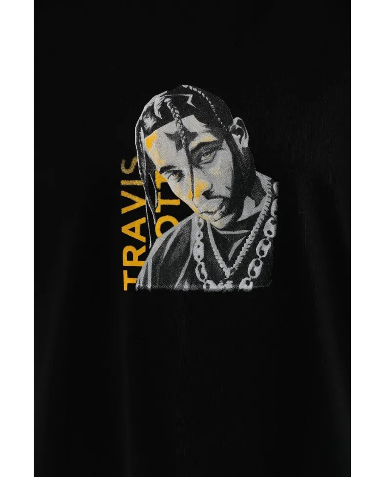 Kadın Baskılı Oversize T-Shirt - Siyah